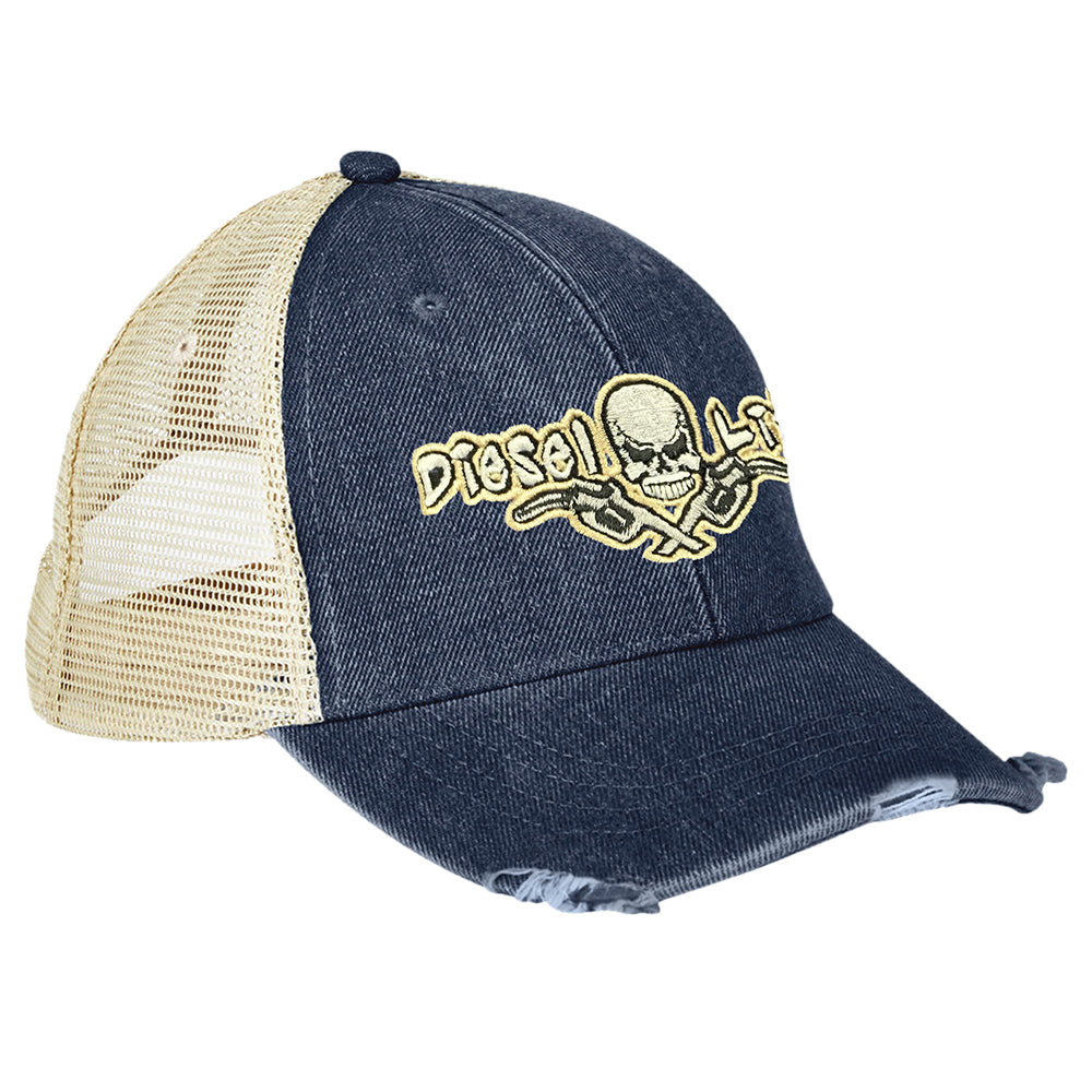 Snapback Distressed Hat Navy/Tan/Tan