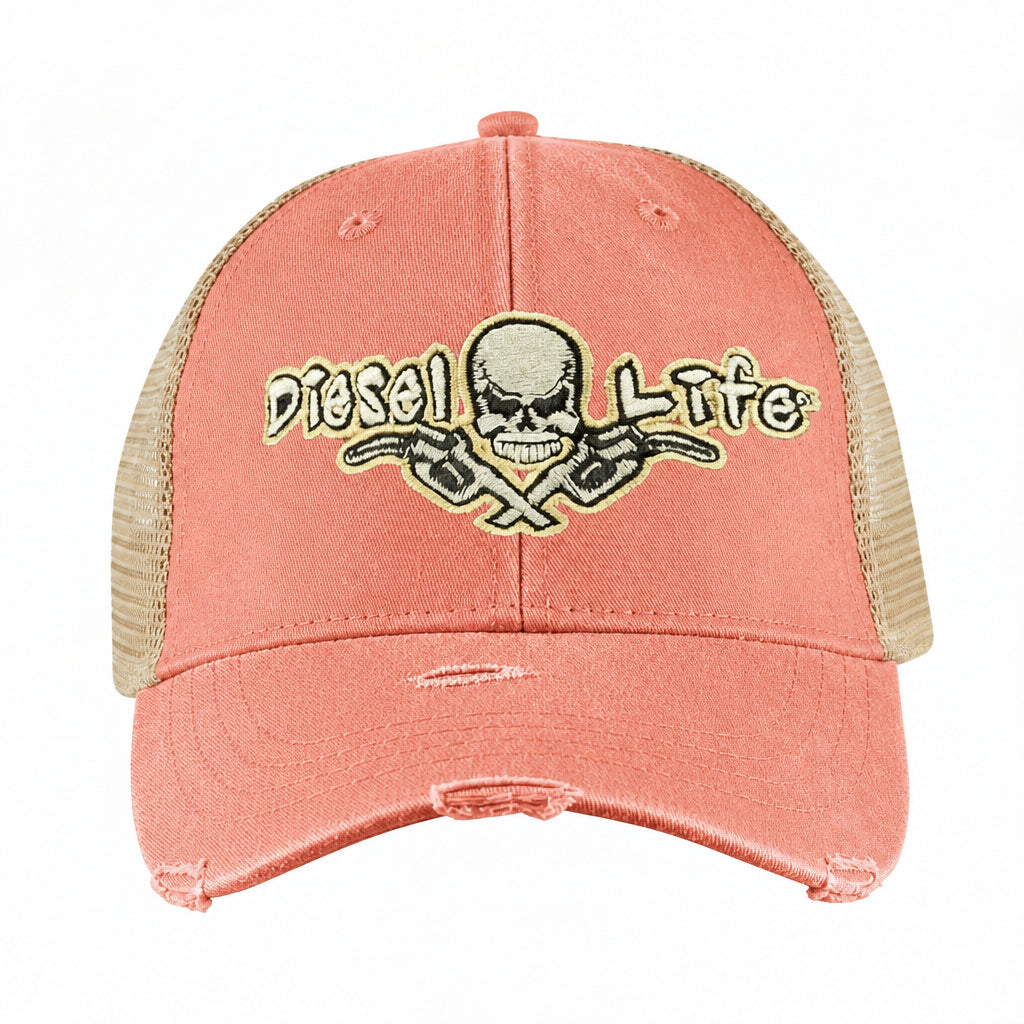 Distressed Snapback Hat Neon Pink/Tan/Tan - Diesel Life®