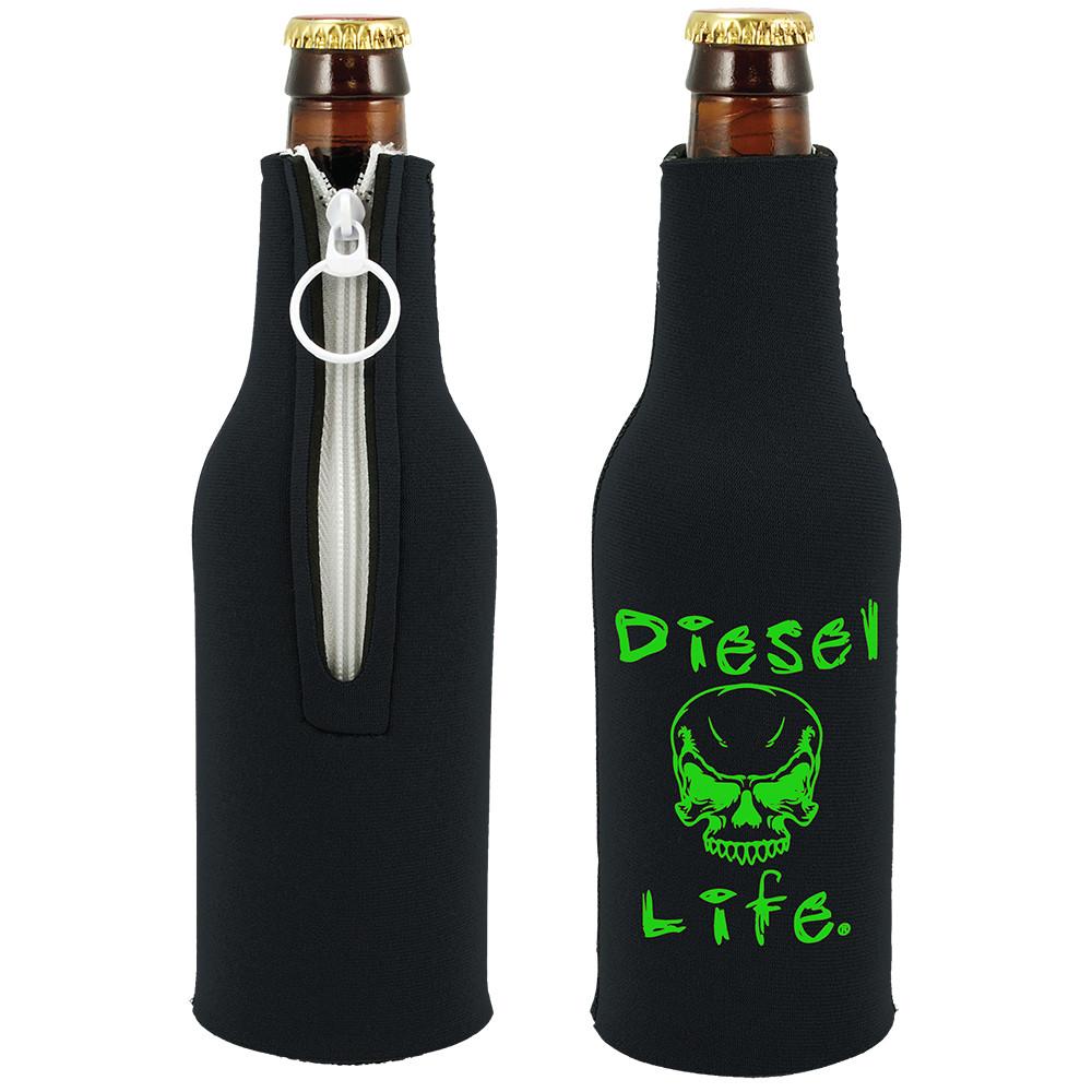 Diesel Life Skull Bottle Koozie Black with Green Imprint - Diesel Life®