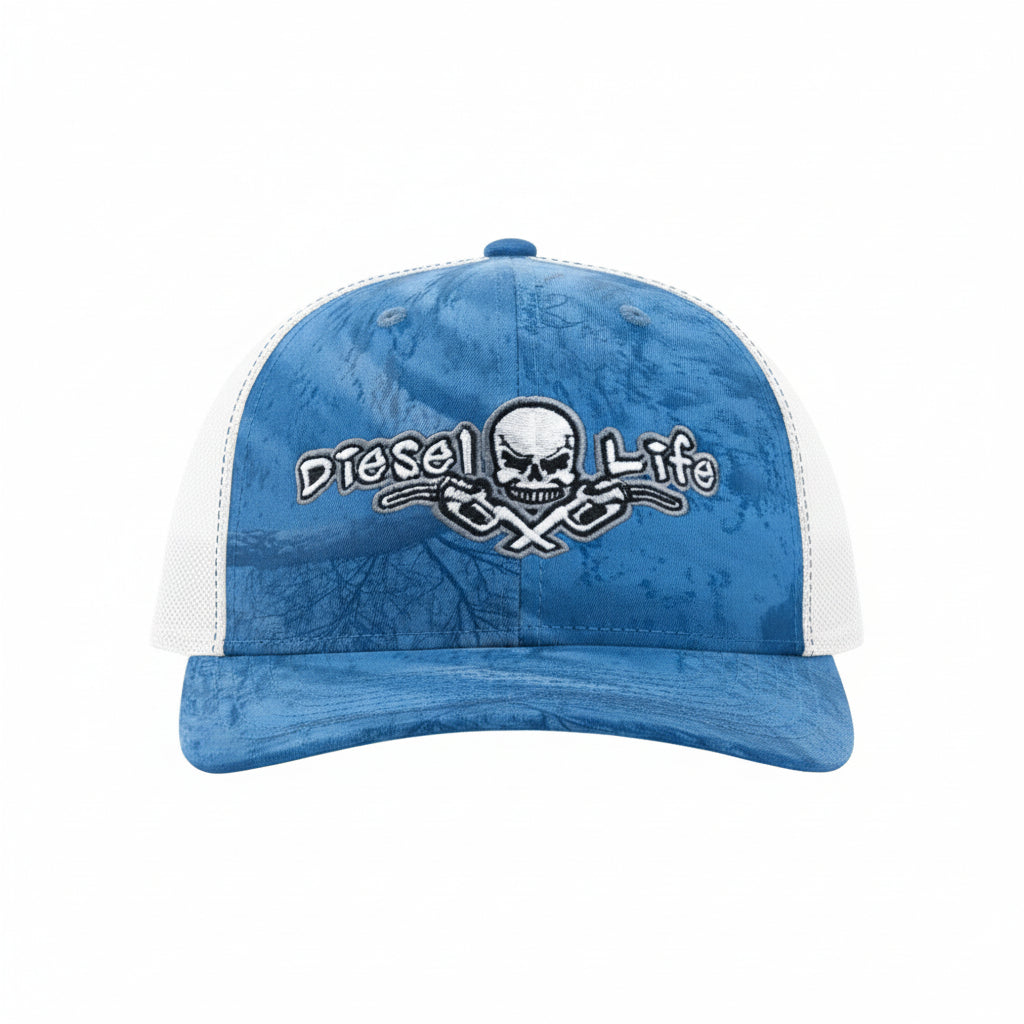 Diesel Life Real Tree Fishing Snap Back Hat - Ocean Blue Camouflage/White - Diesel Life®