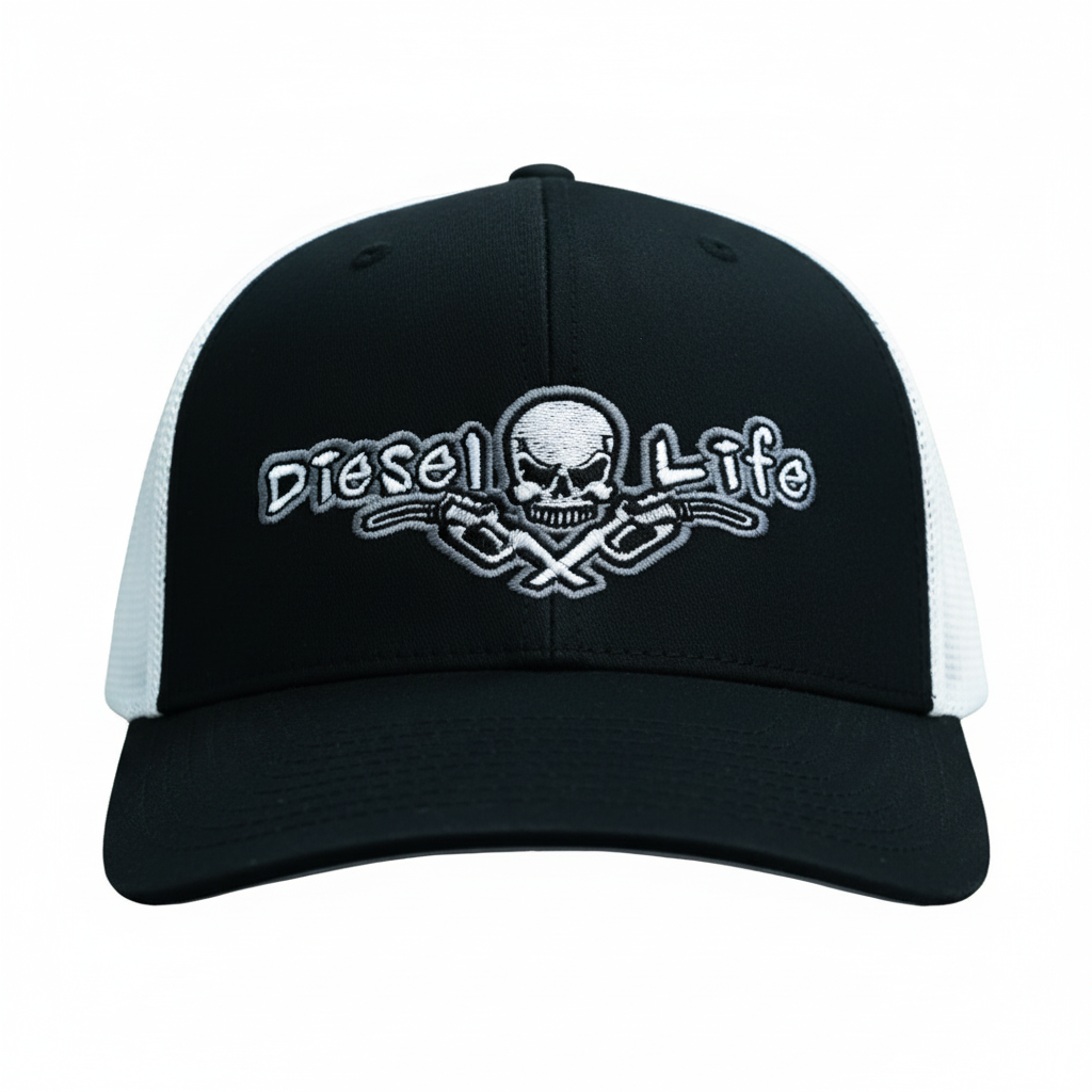 OSFA Diesel Life Black/White Trucker Hat Flex Fit - Diesel Life®