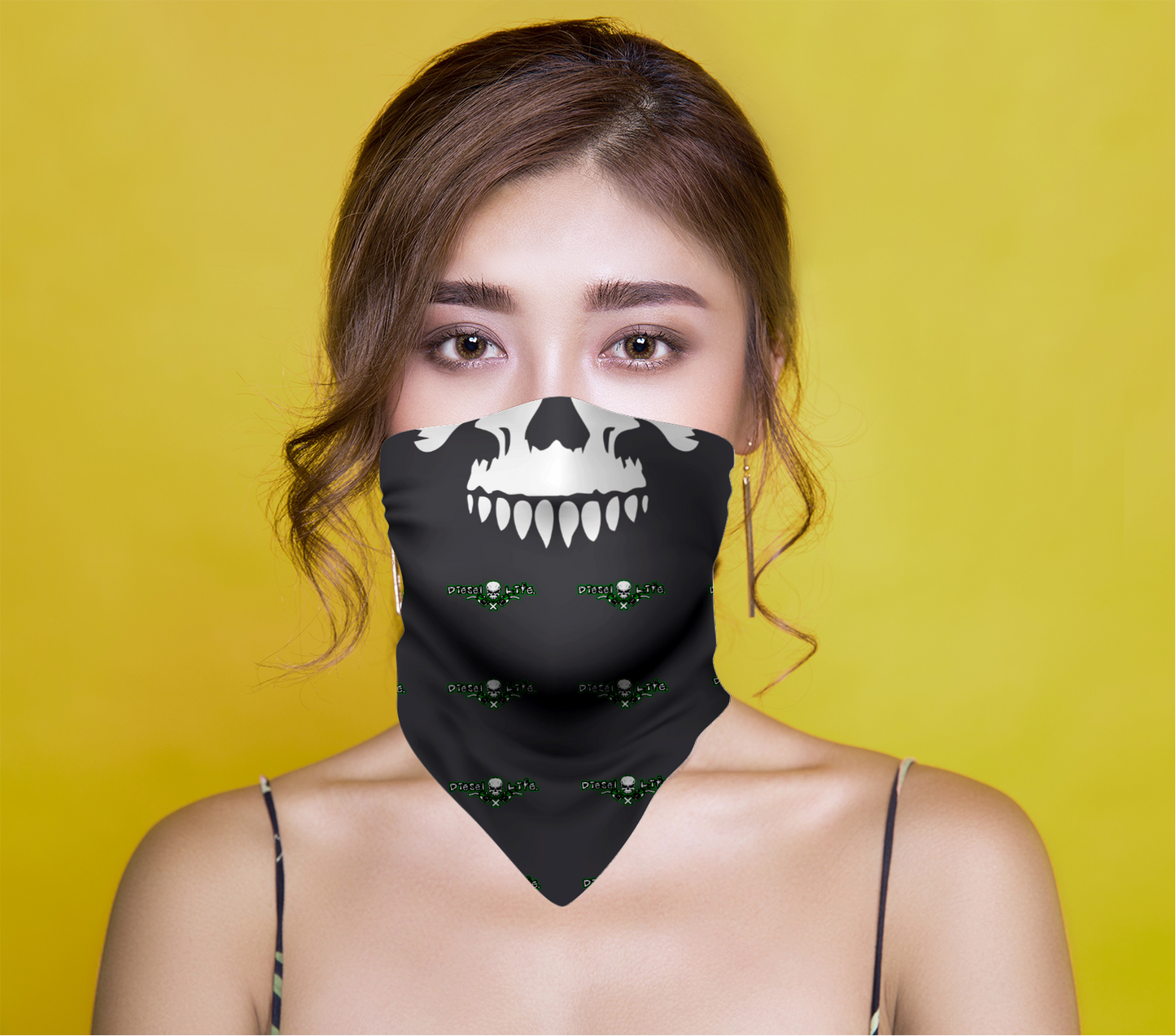 Diesel Life Skull & Pumps Neck Gaiter Black w/ Green - Diesel Life®