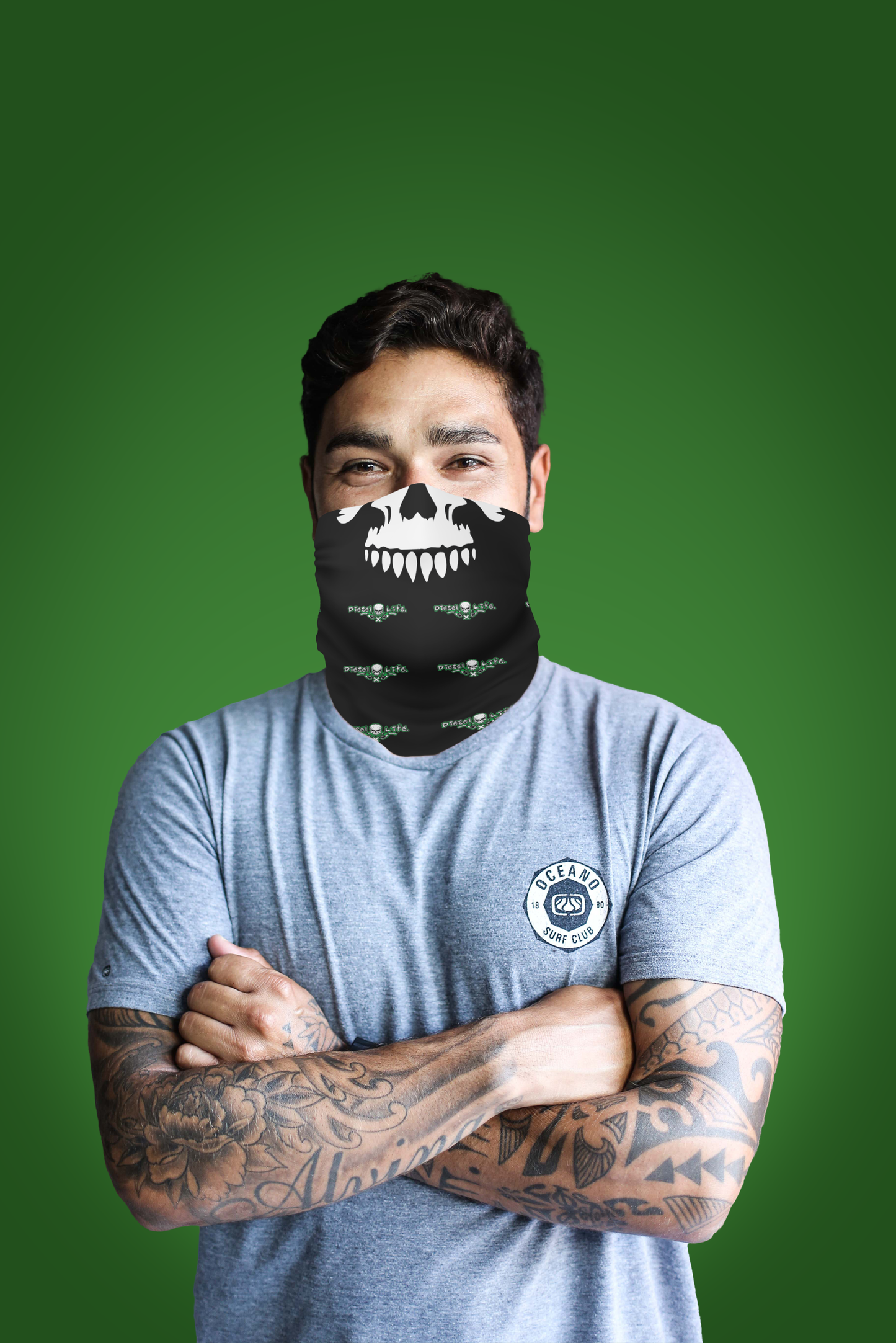 Diesel Life Skull & Pumps Neck Gaiter Black w/ Green - Diesel Life®