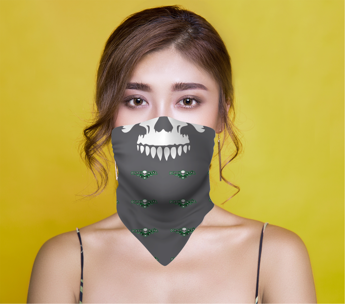 Diesel Life Skull & Pumps Neck Gaiter Grey w/ Green - Diesel Life®