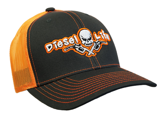 Diesel Life Snap Back Hat - Charcoal/Neon Orange - Diesel Life®