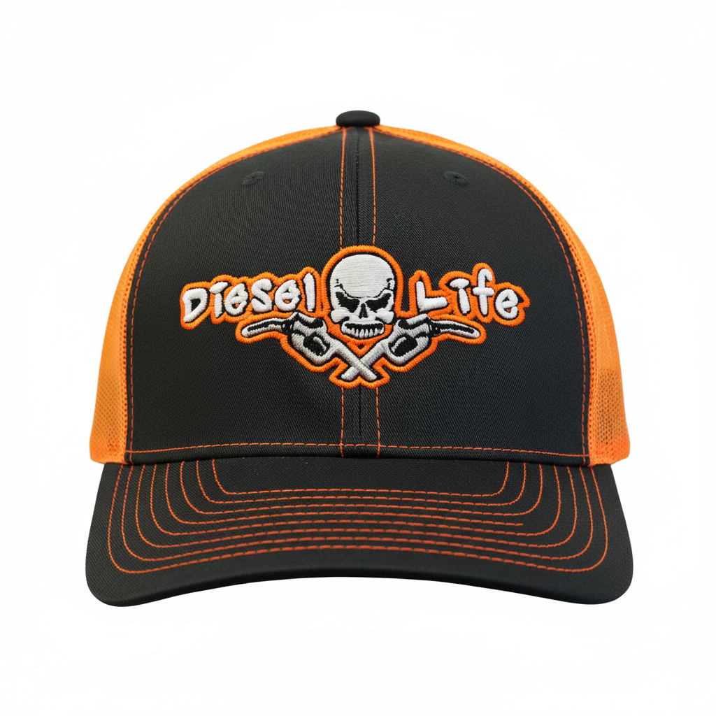 Diesel Life Snap Back Hat - Charcoal/Neon Orange - Diesel Life®