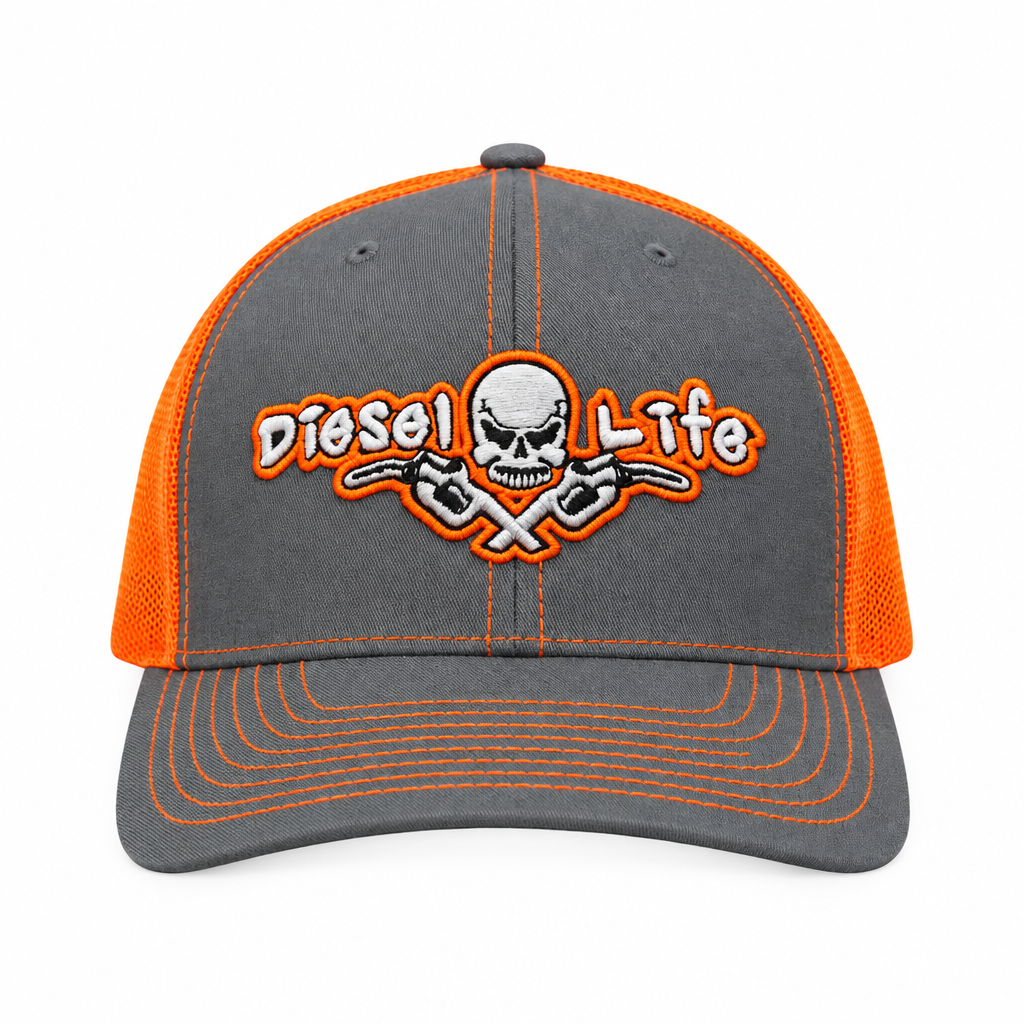 Diesel Life Snap Back Hat - Charcoal/Neon Orange - Diesel Life®