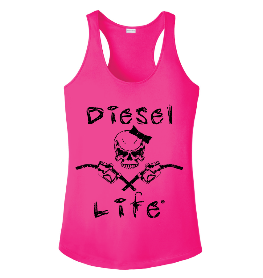Diesel Life Women's Lady Skull & Pumps Tank - Pink with Black Imprint - Diesel Life®