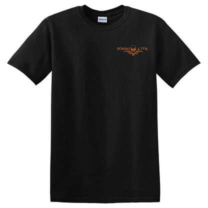 Diesel Life Skull & Pumps Short Sleeve T-Shirt - Black with Orange Imprint - Diesel Life®