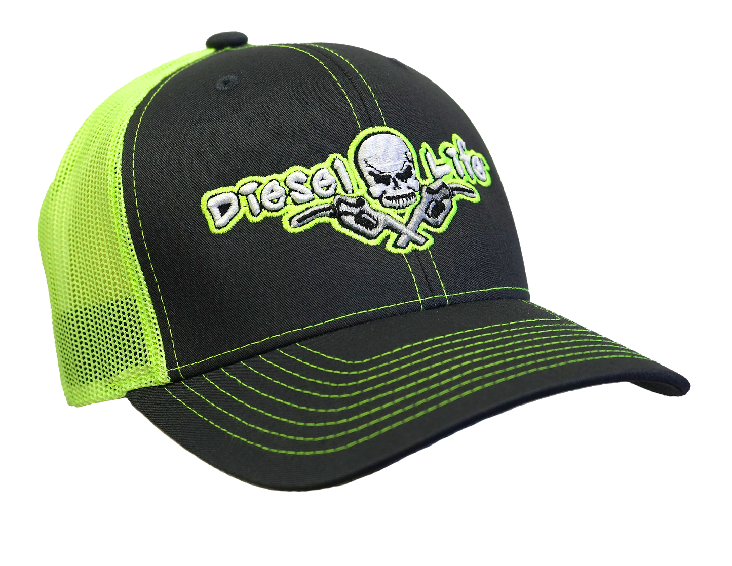 Diesel Life Snap Back Hat - Charcoal / Neon Green - Diesel Life®