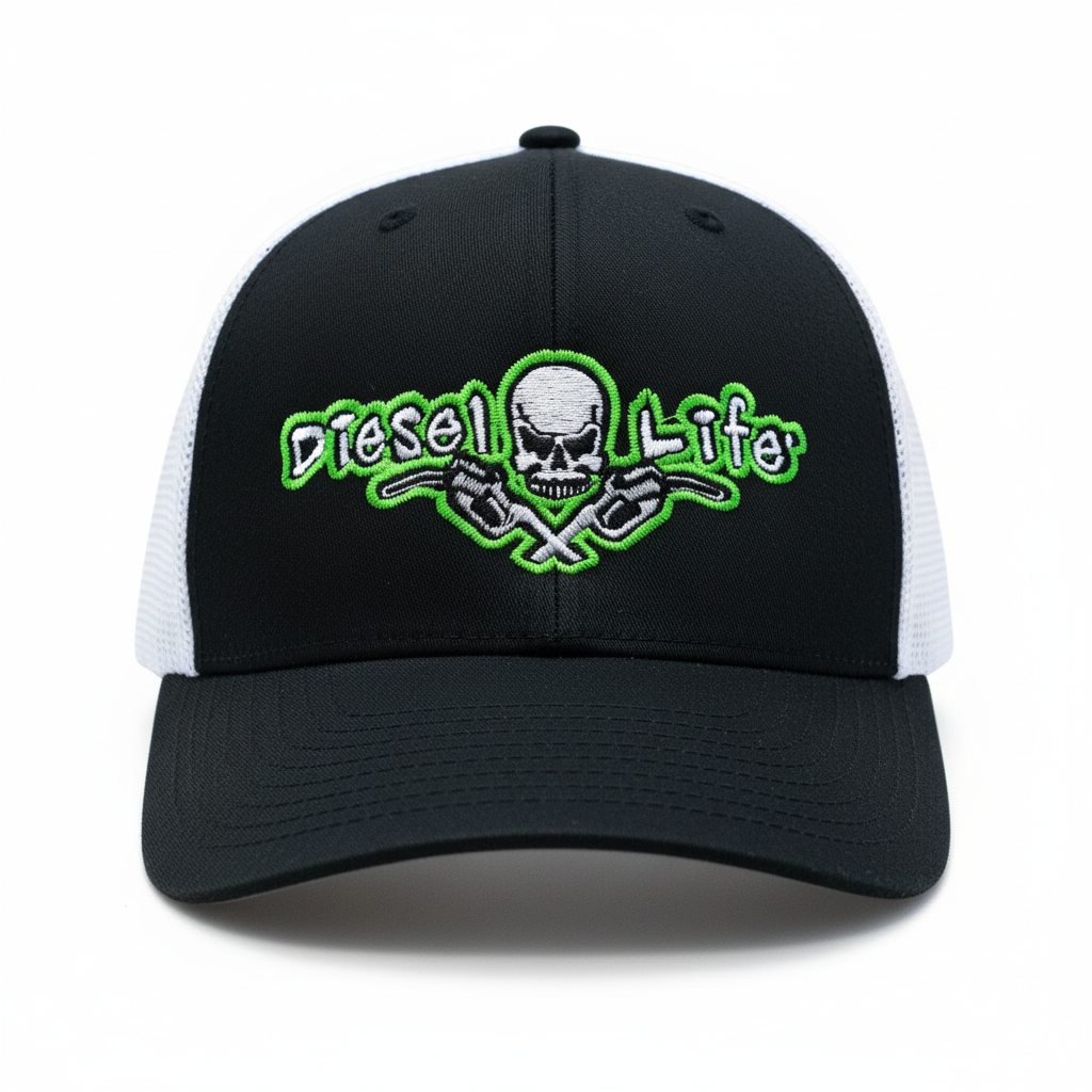 Diesel Life Black / Green Trucker Hat Flex Fit OSFA - Diesel Life®