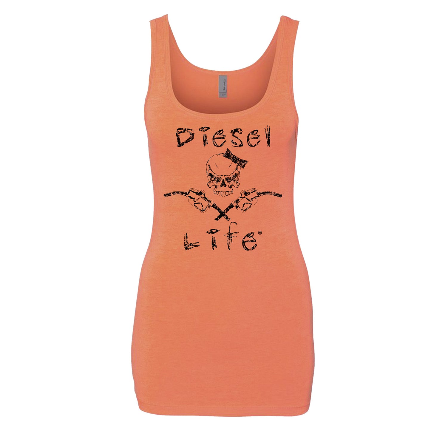 Ladies Skull & Pumps Tank Top Neon Orange w/ Black - Diesel Life®