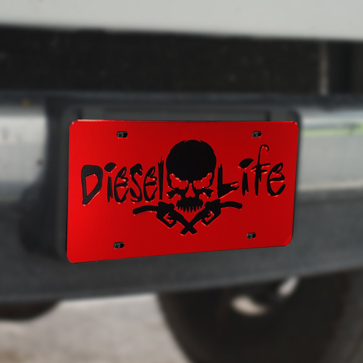 Diesel Life Skull & Pumps Acrylic Tag Red w/ Black - Diesel Life®