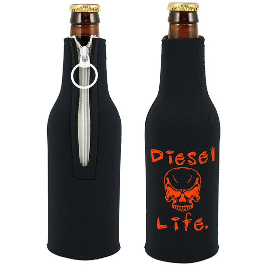 Diesel Life Skull Bottle Koozie Black with Orange Imprint - Diesel Life®