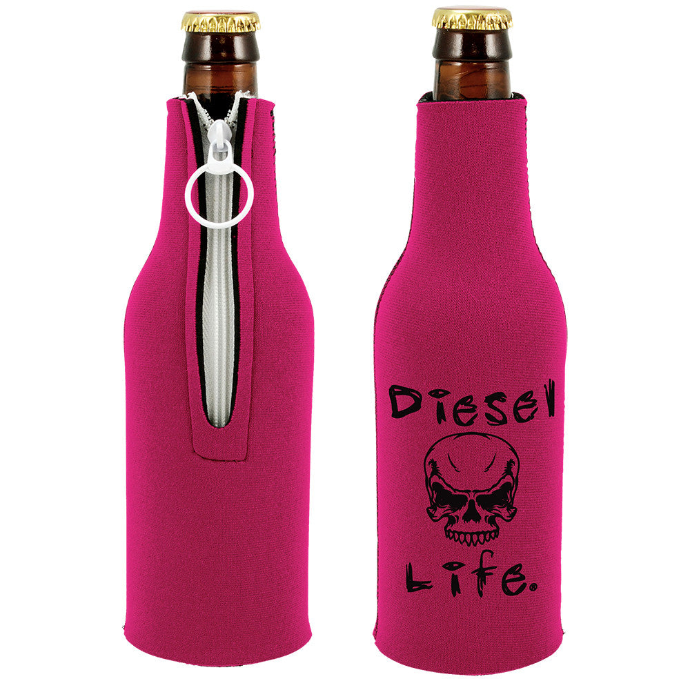Diesel Life Skull Bottle Koozie Pink with Black Imprint - Diesel Life®