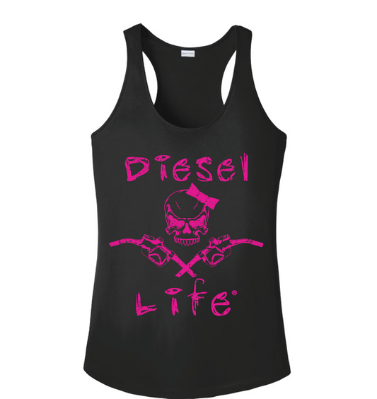 Women's Diesel Life Lady Skull & Pumps Tank - Black with Pink Imprint - Diesel Life®