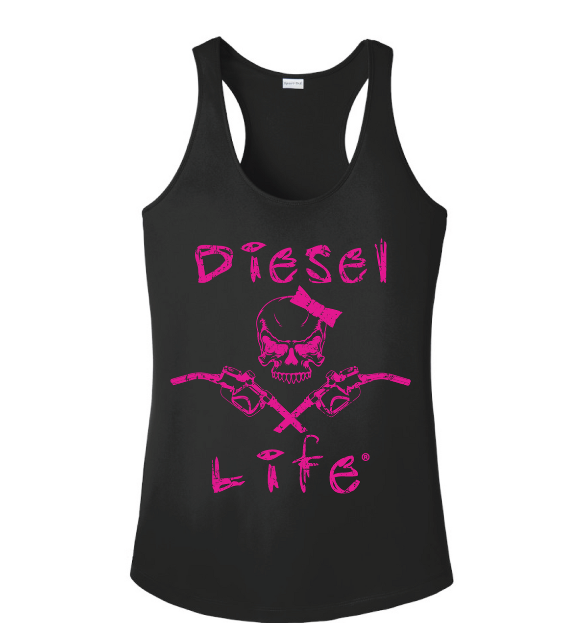 Women's Diesel Life Lady Skull & Pumps Tank - Black with Pink Imprint
