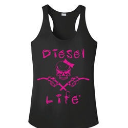 Women's Diesel Life Lady Skull & Pumps Tank - Black with Pink Imprint