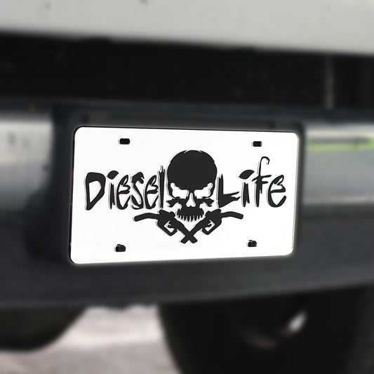 Diesel Life Skull & Pumps Acrylic Tag Chrome W/ Black - Diesel Life®