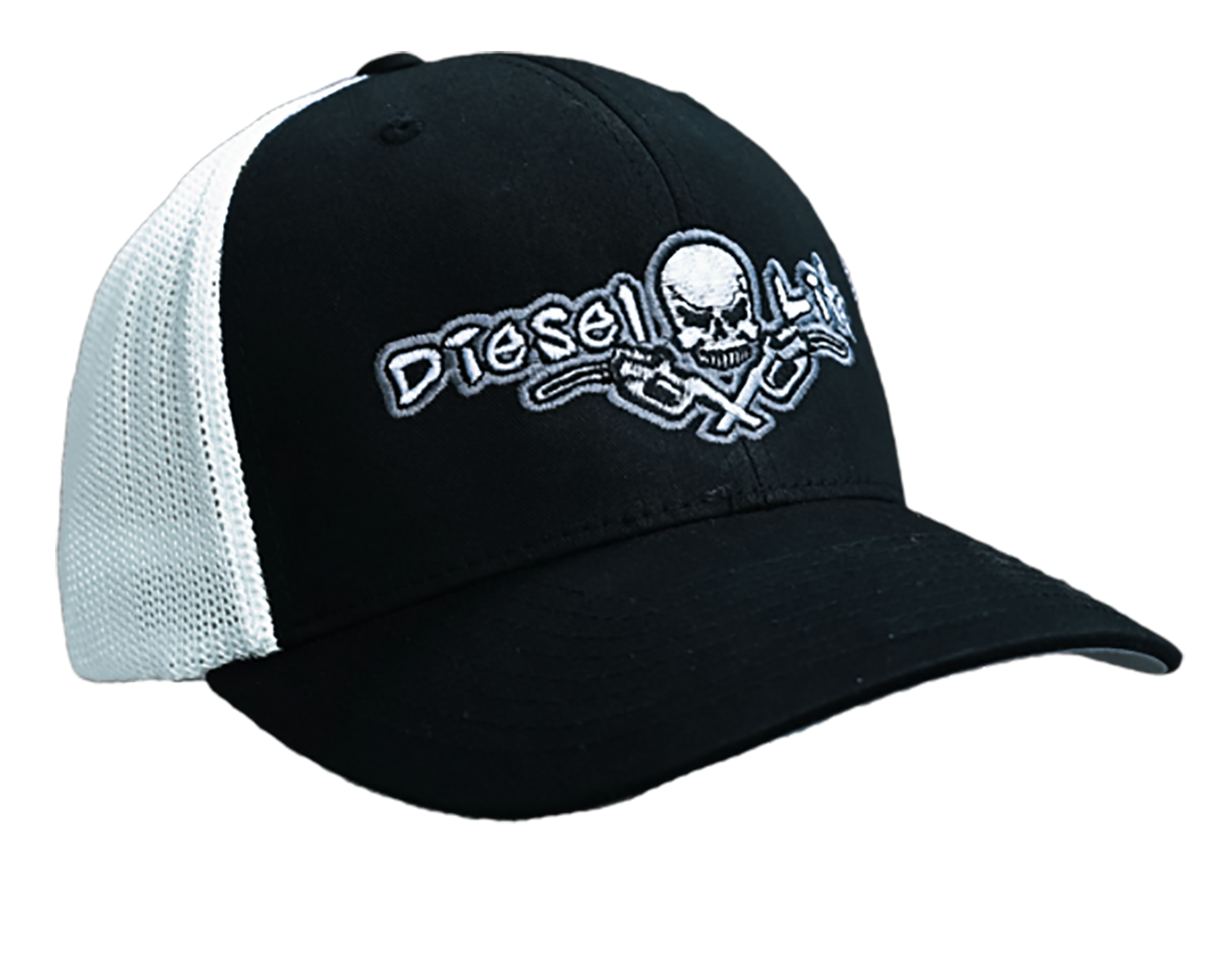 OSFA Diesel Life Black/White Trucker Hat Flex Fit - Diesel Life®