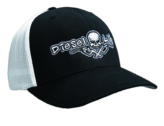 OSFA Diesel Life Black/White Trucker Hat Flex Fit - Diesel Life®