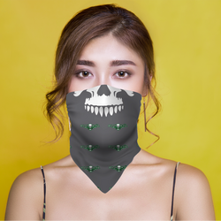 Diesel Life Skull & Pumps Neck Gaiter Grey w/ Green