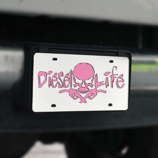 Skull & Pumps License Plate - Chrome W/ Pink - Diesel Life®