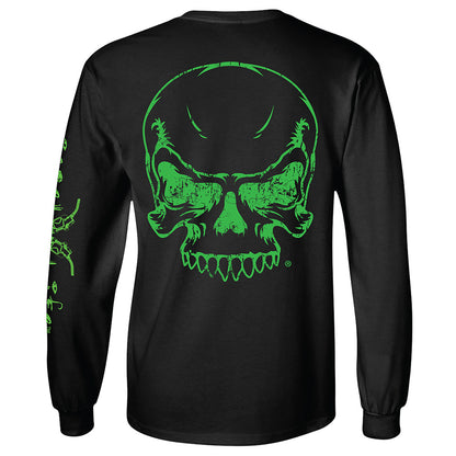 Full Skull Long Sleeve T-Shirt - Black with Green Imprint - Diesel Life®