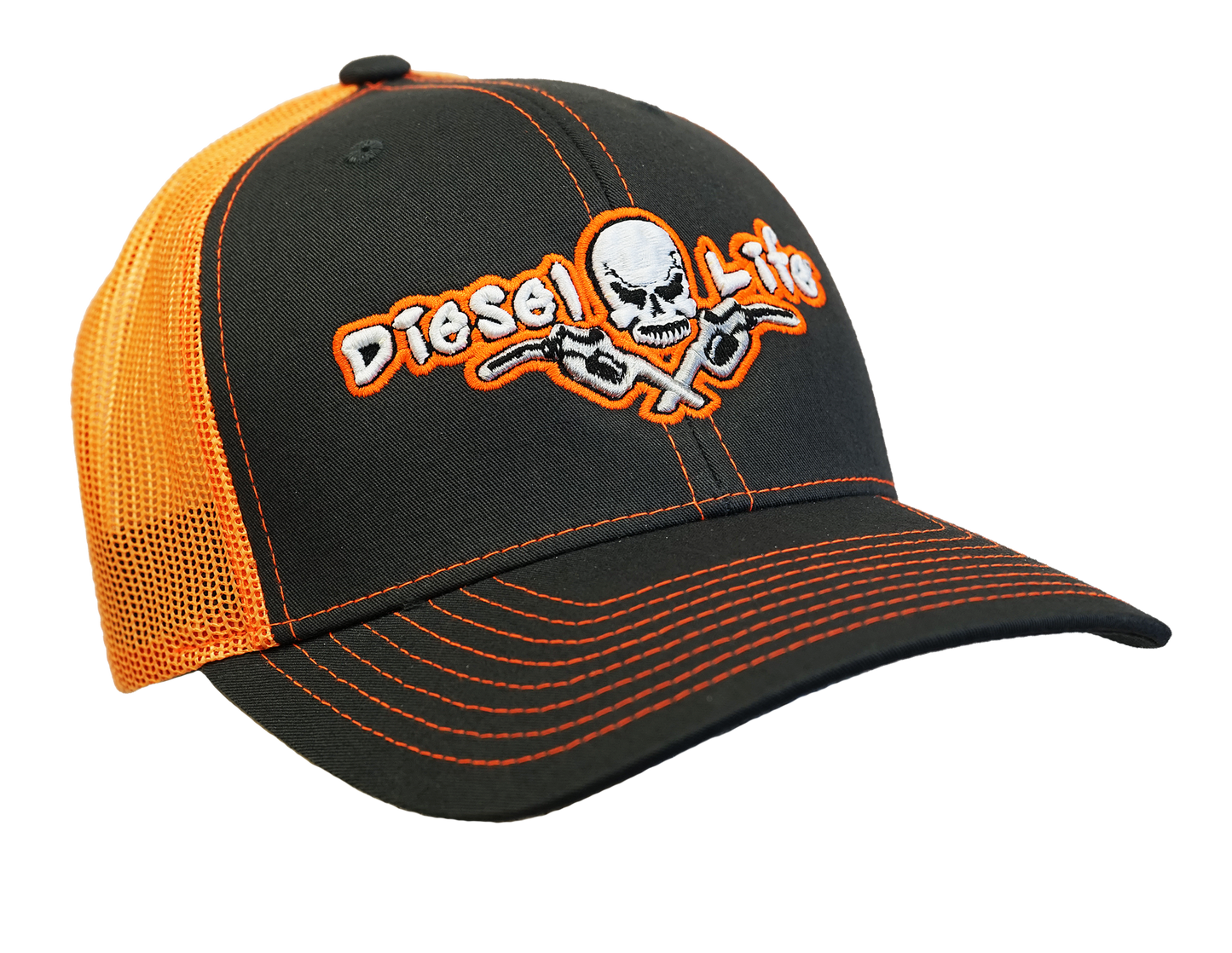 Diesel Life Snap Back Hat - Charcoal/Neon Orange - Diesel Life®
