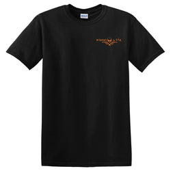 Diesel Life Skull & Pumps Short Sleeve T-Shirt - Black with Orange Imprint