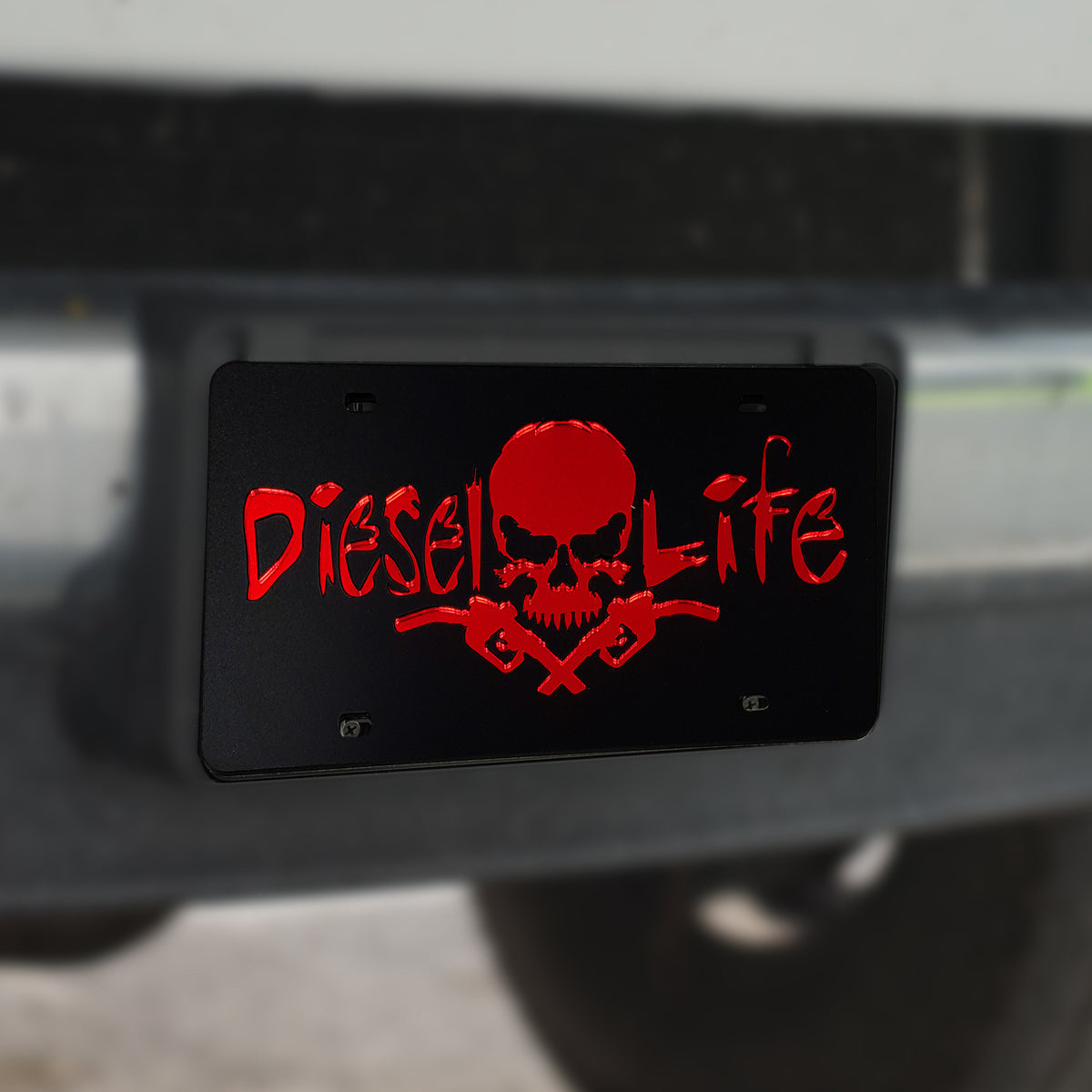Skull & Pumps License Plate Tag BLACK W/ RED – Diesel Life®