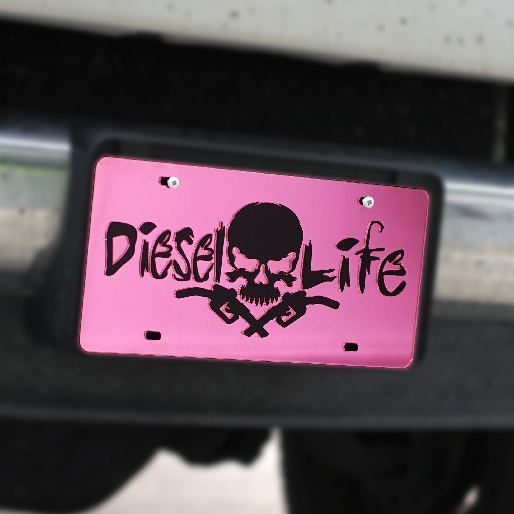 Skull & Pumps License Plate Pink with Black - Diesel Life®